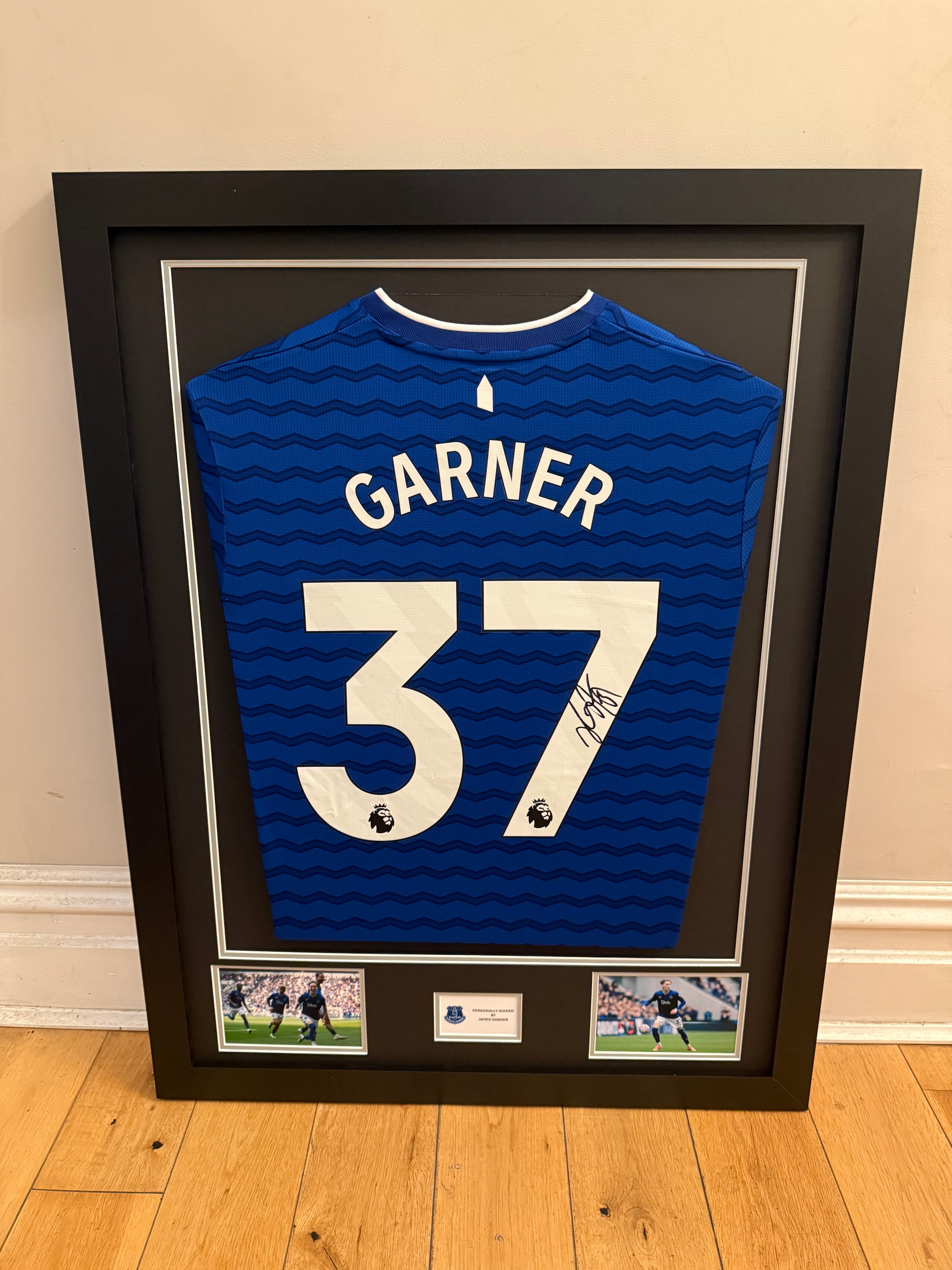 James Garner - 2025/26 Framed Signed Everton Shirt with COA + XL Frame